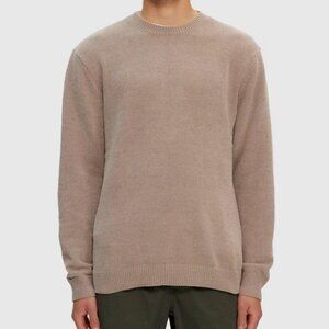 Kuwalla Beige Textured Knit Crewneck Sweater